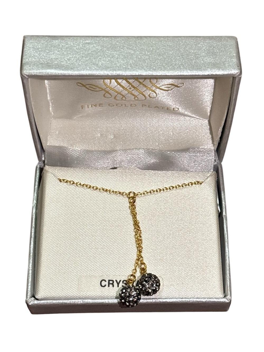 Fine Gold-Plated Genuine Crystal Ball Necklace - Picture 2 of 4
